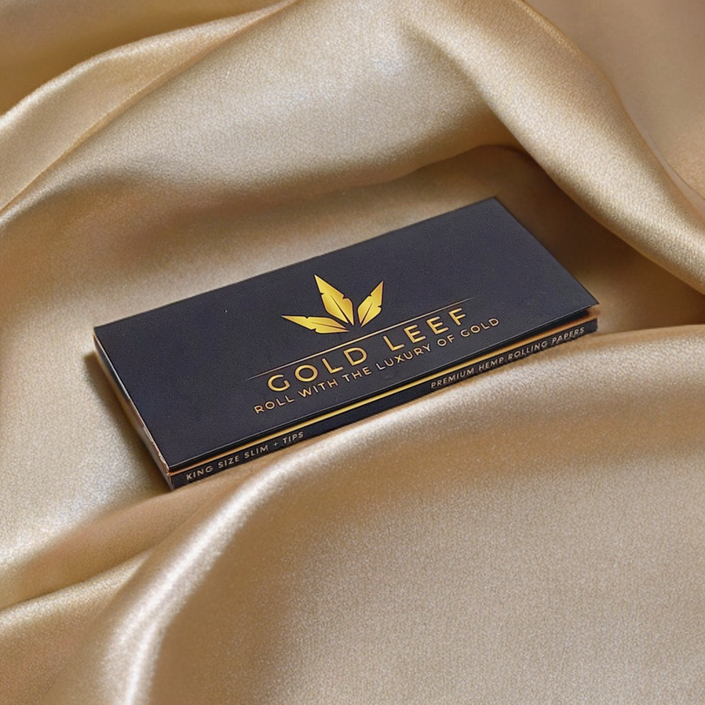 Luxury Gold Leef Organic Hemp Rolling Papers | King Size Slim with Tips | Eco-Friendly & Ultra Thin