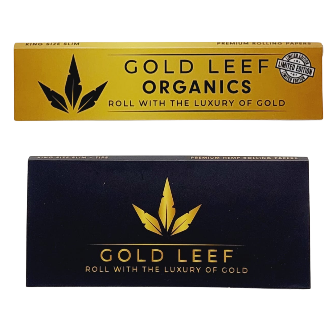 Gold Leef Premium Duo Bundle - Magnetic + Limited Edition Organic Hemp Rolling Papers - Eco-Friendly & Ultra-Thin Smoking Papers