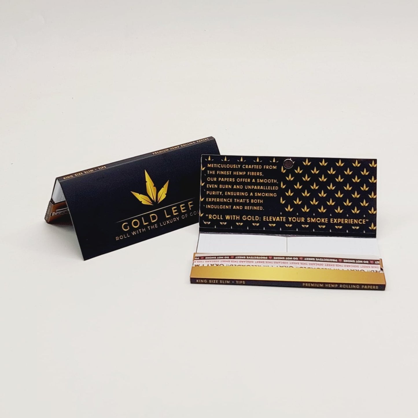 Luxury Gold Leef Organic Hemp Rolling Papers | King Size Slim with Tips | Eco-Friendly & Ultra Thin
