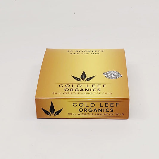 Exclusive box of 25 ultra-thin natural hemp rolling papers from Gold Leef. Limited edition drop with smooth, clean burn